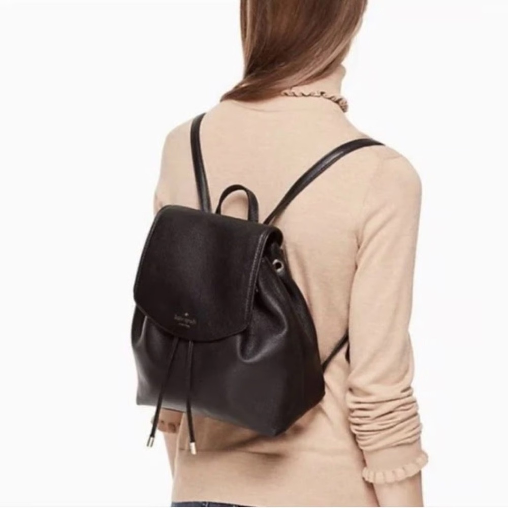 Kate Spade New York Black Pebbled Leather Backpack